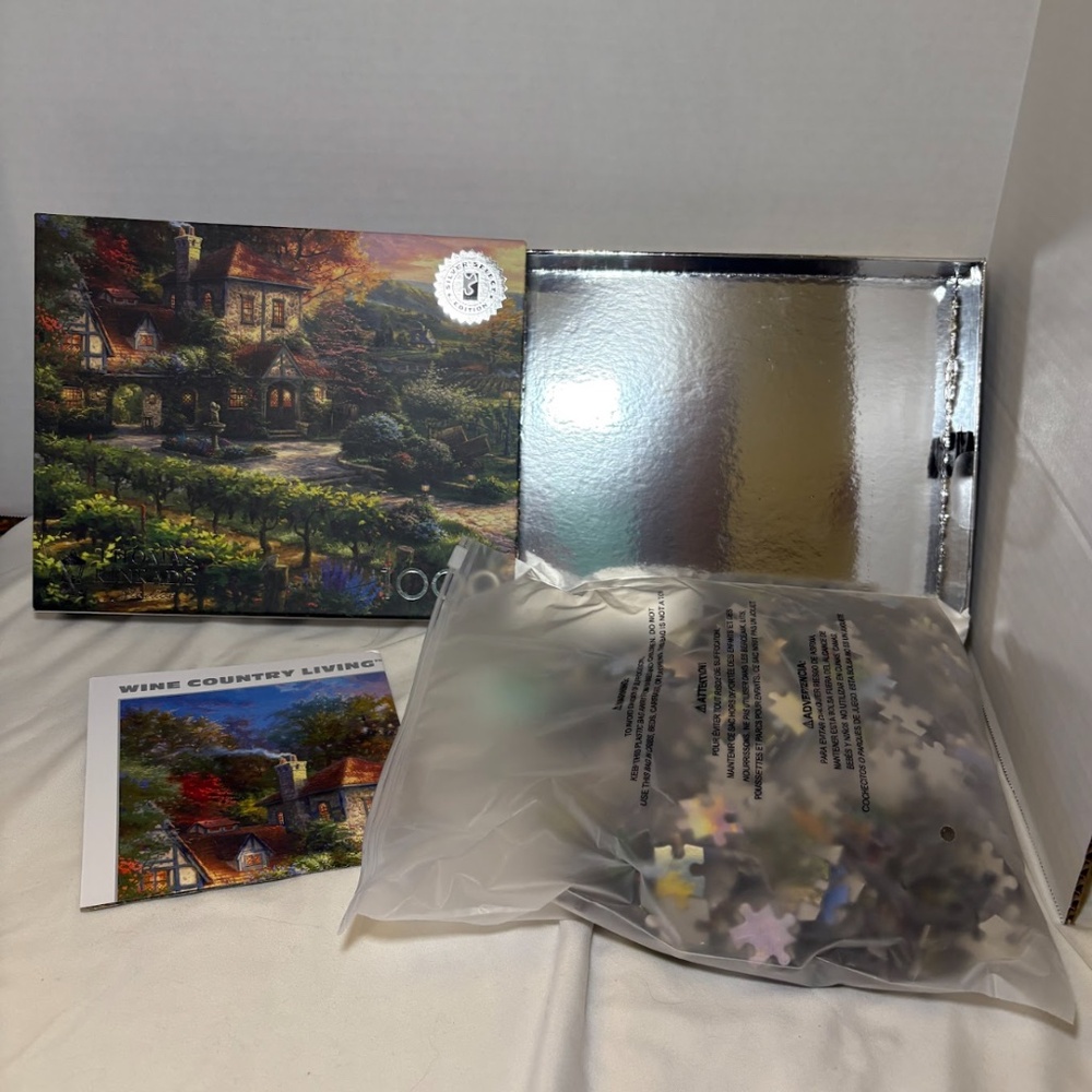 Ceaco Silver Thomas Kinkade Wine Country Living 1000 Piece Jigsaw Puzzle NEW